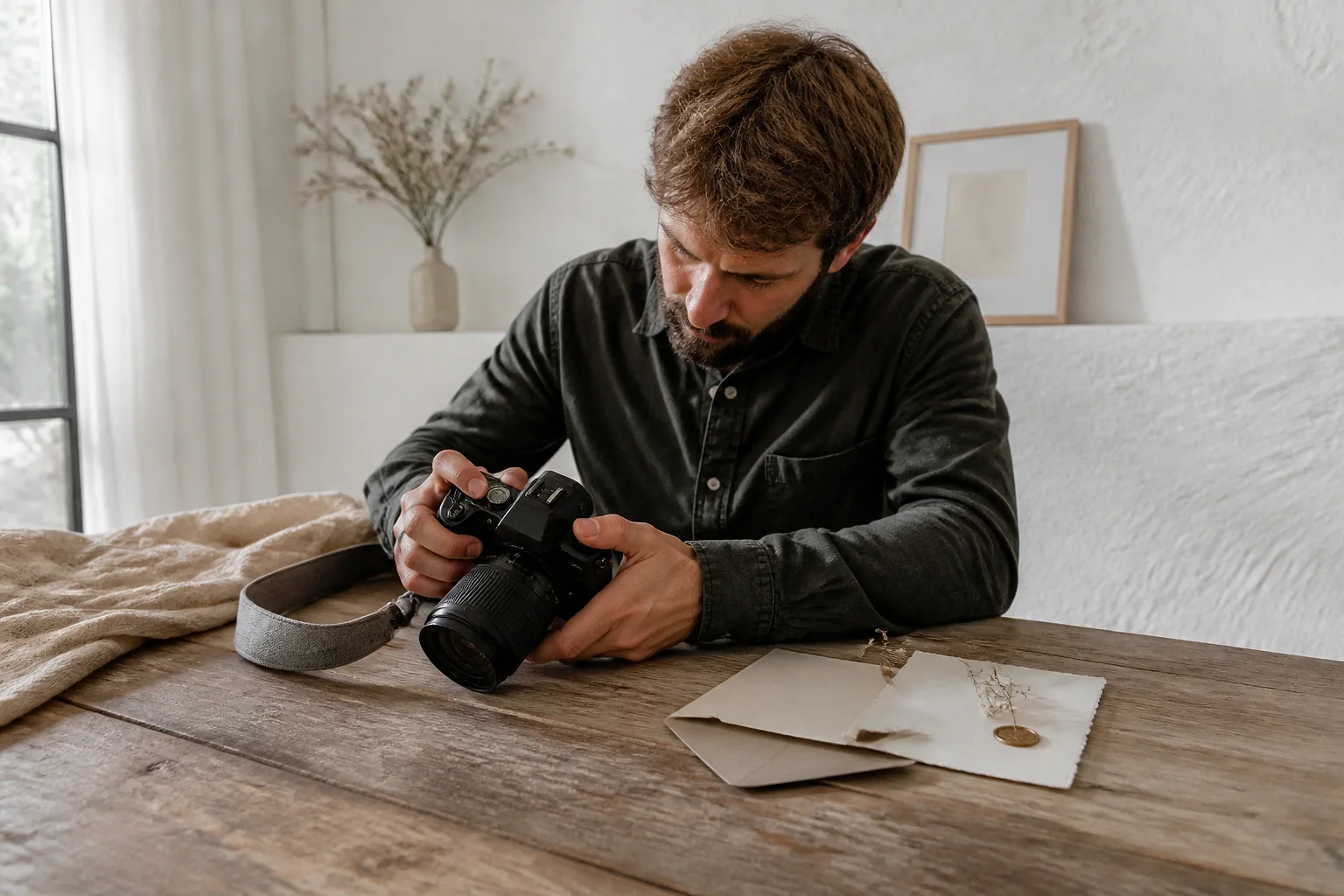 Appareil photo et accessoires de reportage de mariage — illustration générée par IA