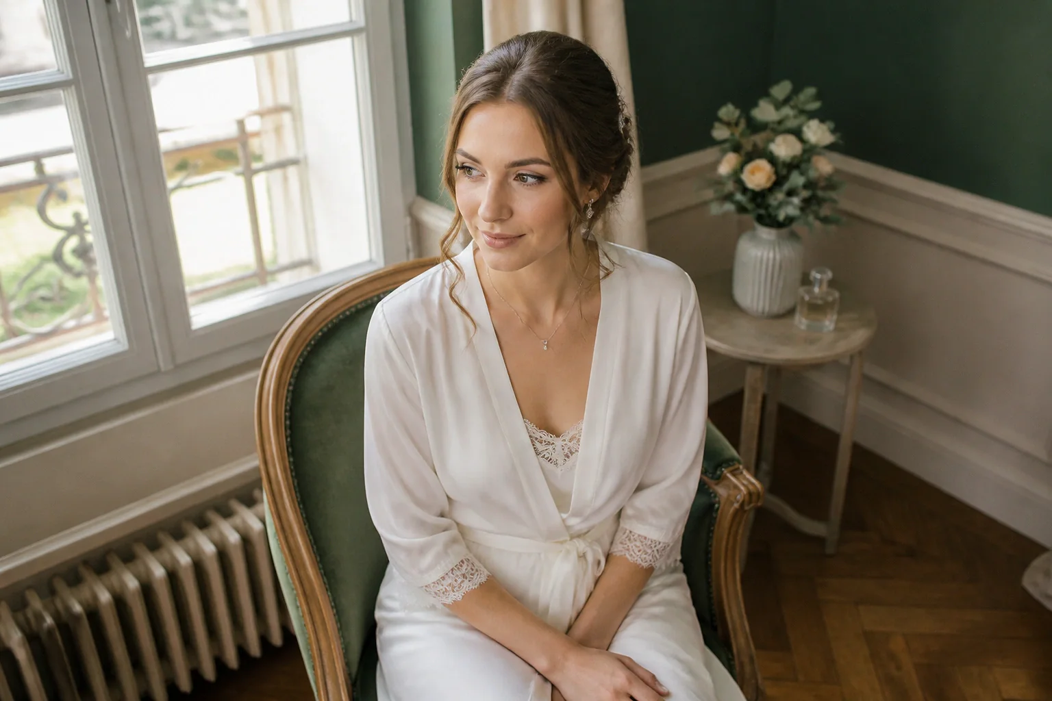 Préparation d’un maquillage de mariage — illustration générée par IA