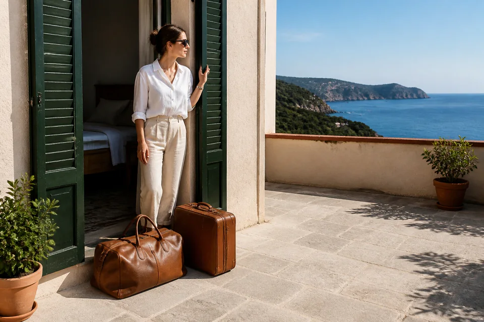 Bagages et hébergement pour un voyage de noces — illustration générée par IA