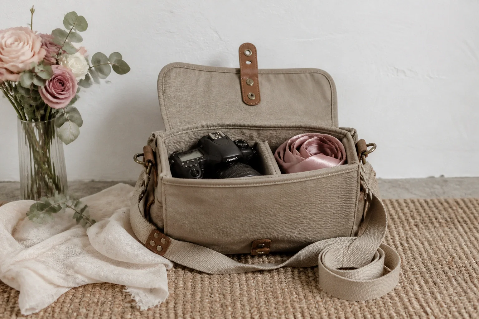 Appareil photo et accessoires de reportage de mariage — illustration générée par IA