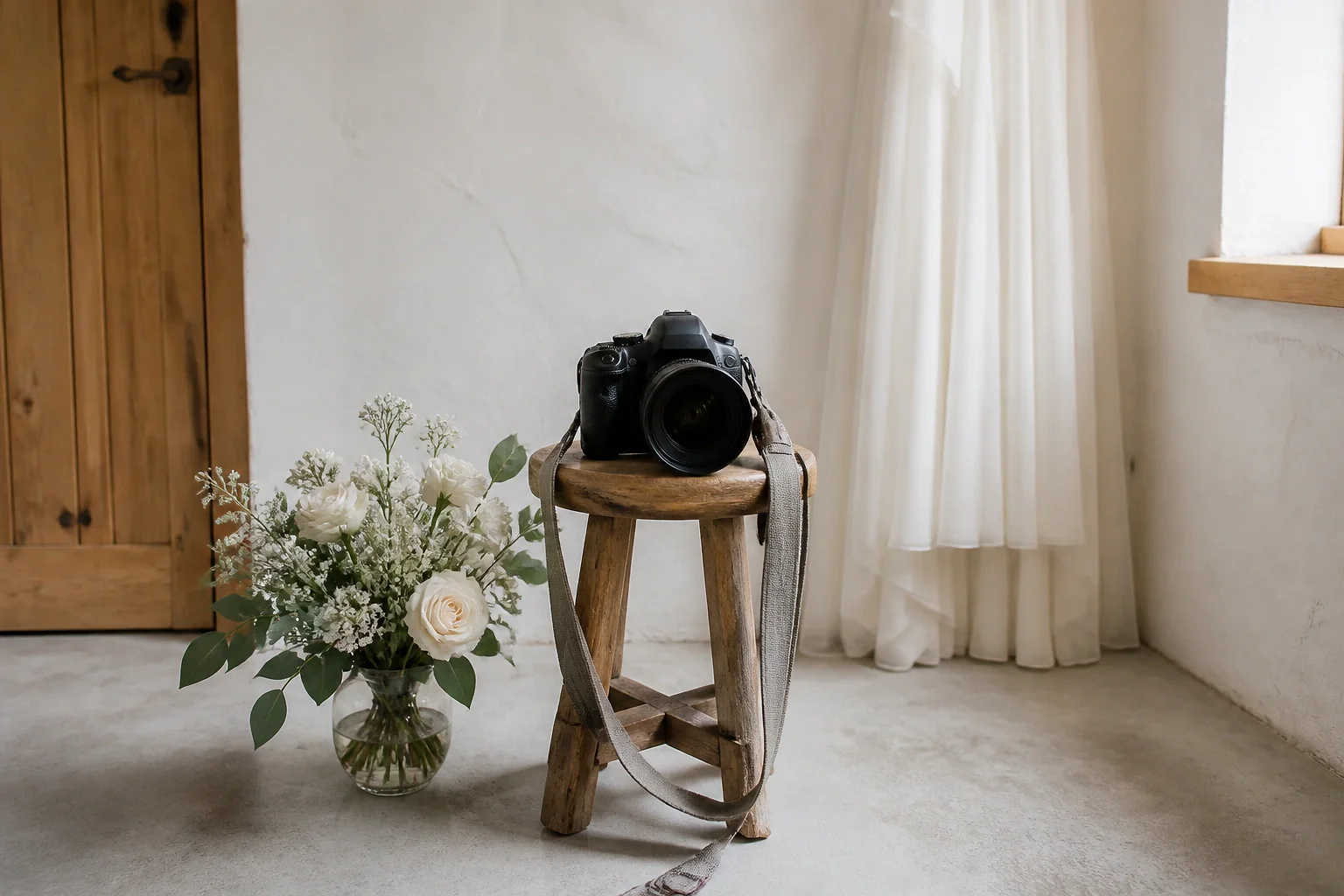 Appareil photo et accessoires de reportage de mariage — illustration générée par IA
