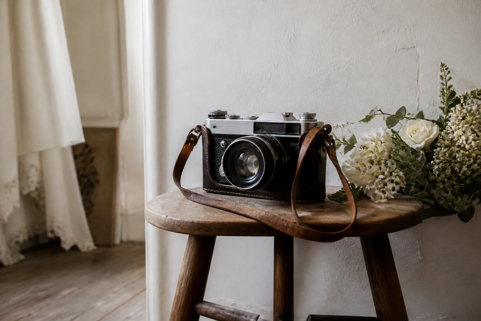 Appareil photo et accessoires de reportage de mariage — illustration générée par IA