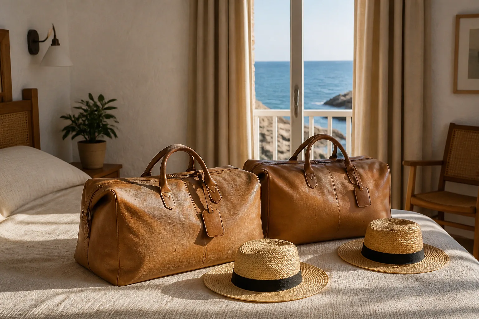 Bagages et hébergement pour un voyage de noces — illustration générée par IA