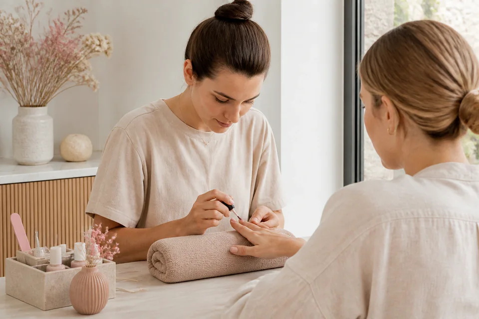 Préparation de soins esthétiques avant un mariage — illustration générée par IA