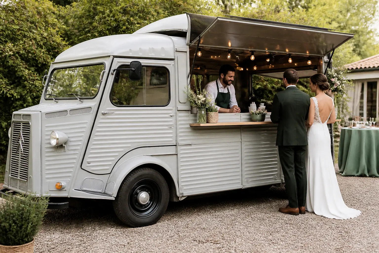 Service mobile de restauration pour une réception — illustration générée par IA