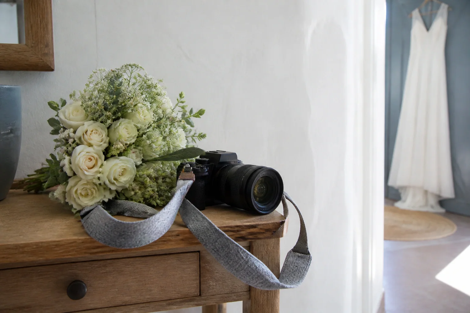Appareil photo et accessoires de reportage de mariage — illustration générée par IA