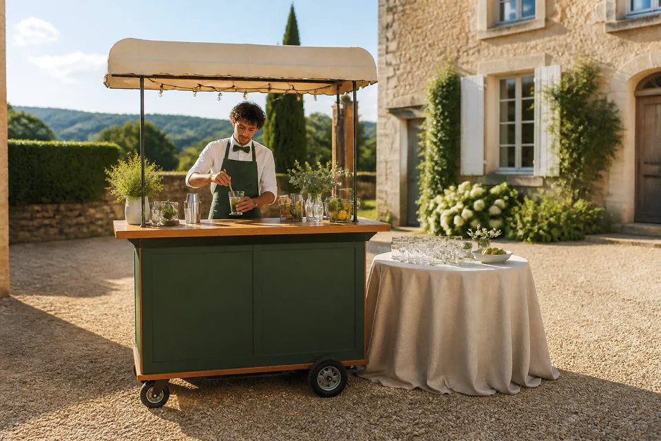 Service mobile de restauration pour une réception — illustration générée par IA
