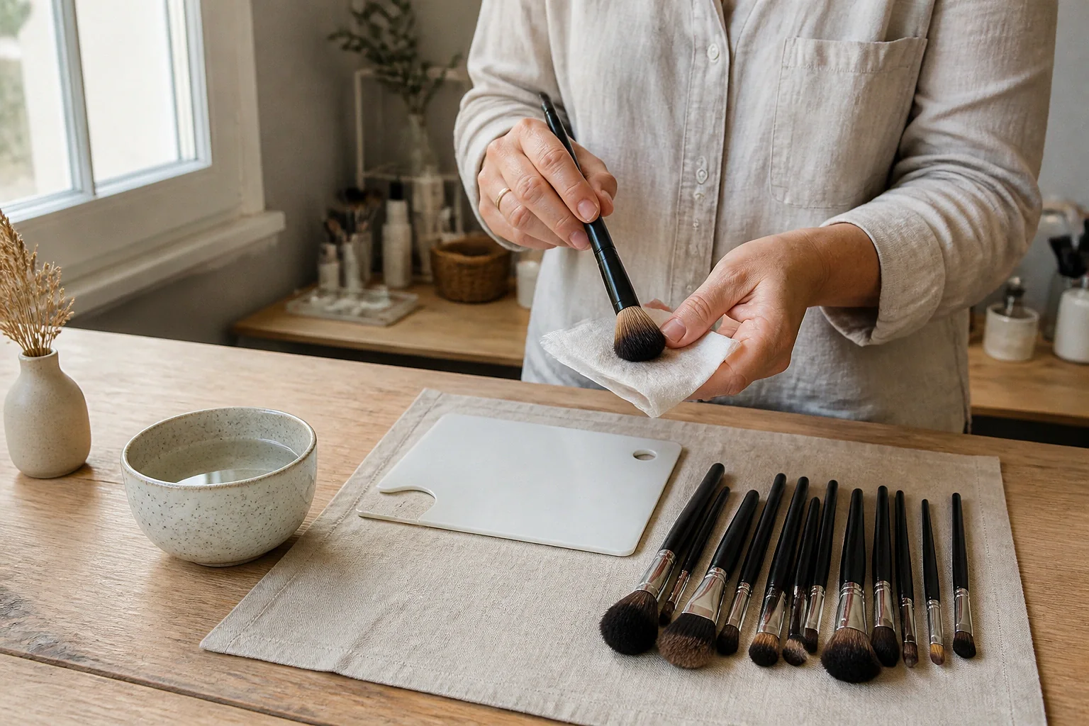Préparation d’un maquillage de mariage — illustration générée par IA