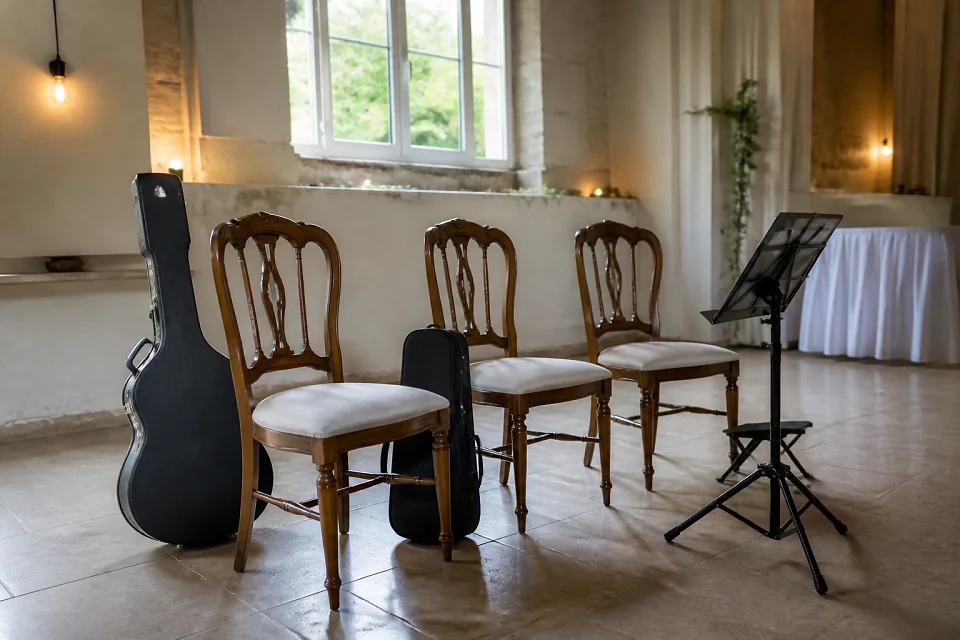 Instruments préparés pour un groupe de mariage — illustration générée par IA