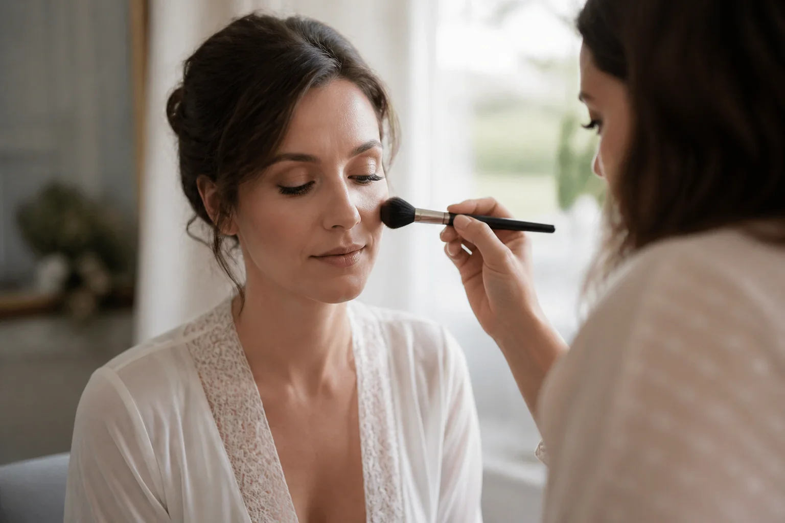 Préparation d’un maquillage de mariage — illustration générée par IA