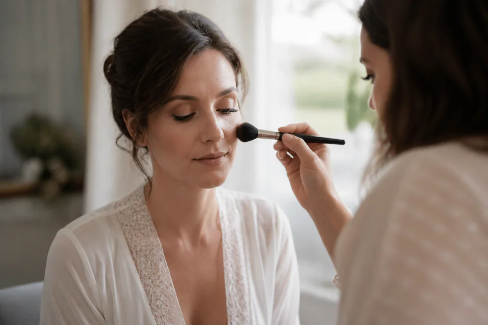 Préparation d’un maquillage de mariage — illustration générée par IA