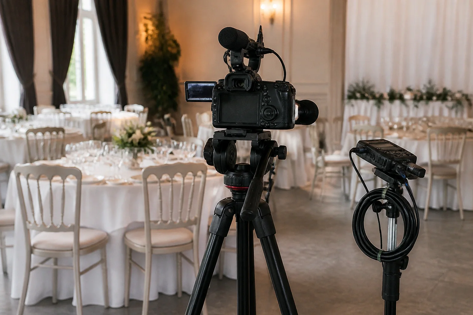 Matériel de tournage pour un film de mariage — illustration générée par IA