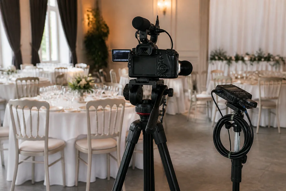 Matériel de tournage pour un film de mariage — illustration générée par IA