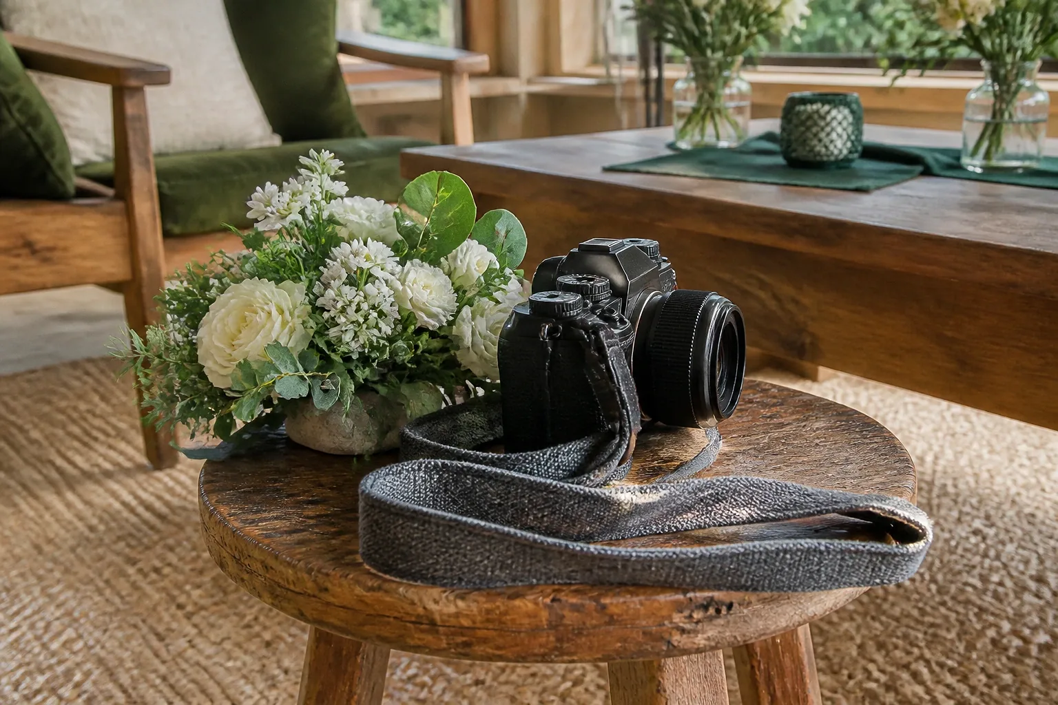 Appareil photo et accessoires de reportage de mariage — illustration générée par IA