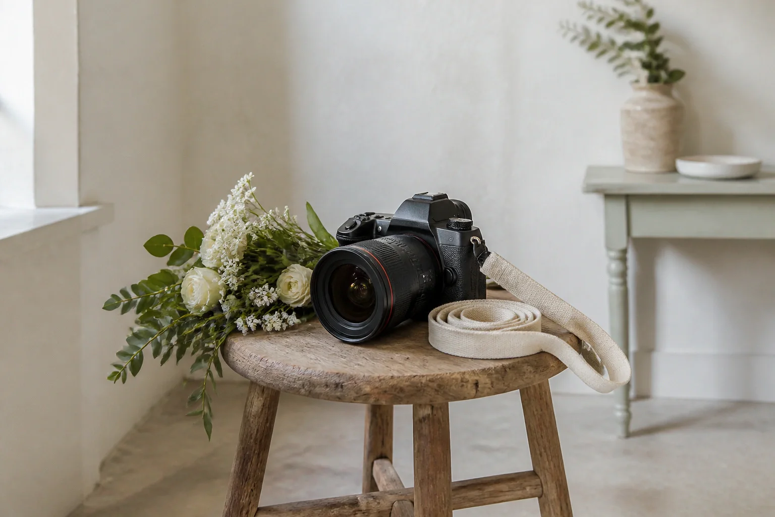 Appareil photo et accessoires de reportage de mariage — illustration générée par IA