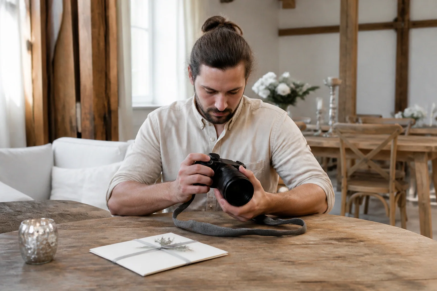 Appareil photo et accessoires de reportage de mariage — illustration générée par IA
