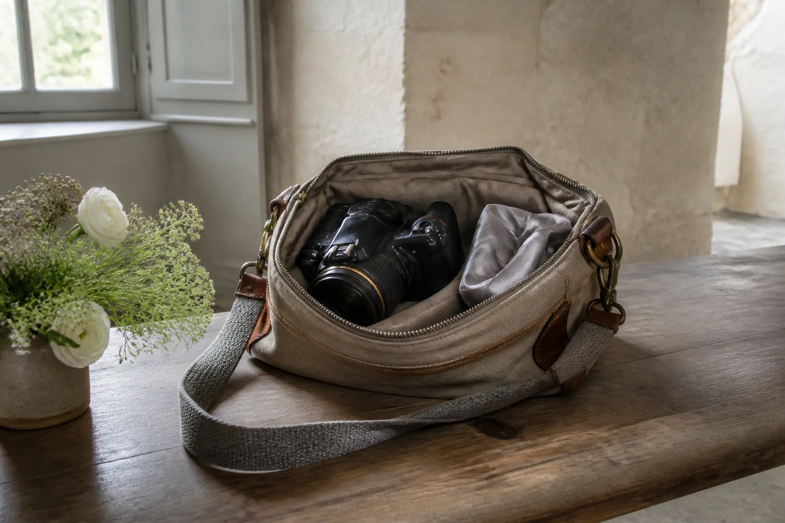 Appareil photo et accessoires de reportage de mariage — illustration générée par IA