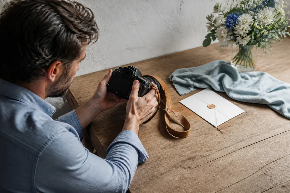 Appareil photo et accessoires de reportage de mariage — illustration générée par IA