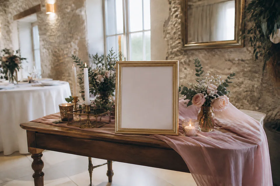 Décoration et mise en place pour un mariage — illustration générée par IA
