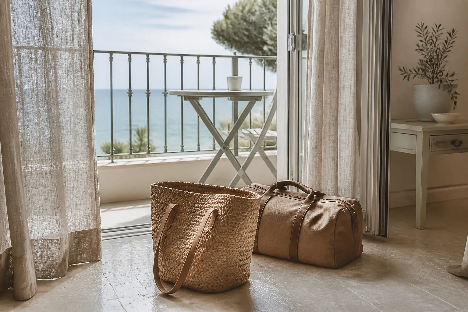 Bagages et hébergement pour un voyage de noces — illustration générée par IA
