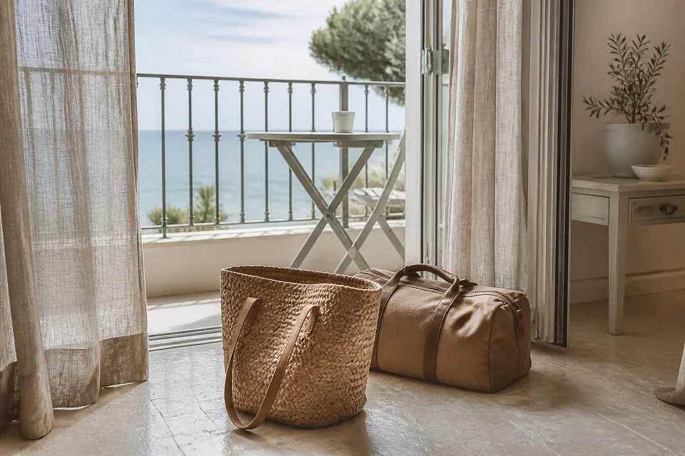 Bagages et hébergement pour un voyage de noces — illustration générée par IA