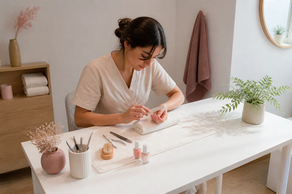 Préparation de soins esthétiques avant un mariage — illustration générée par IA