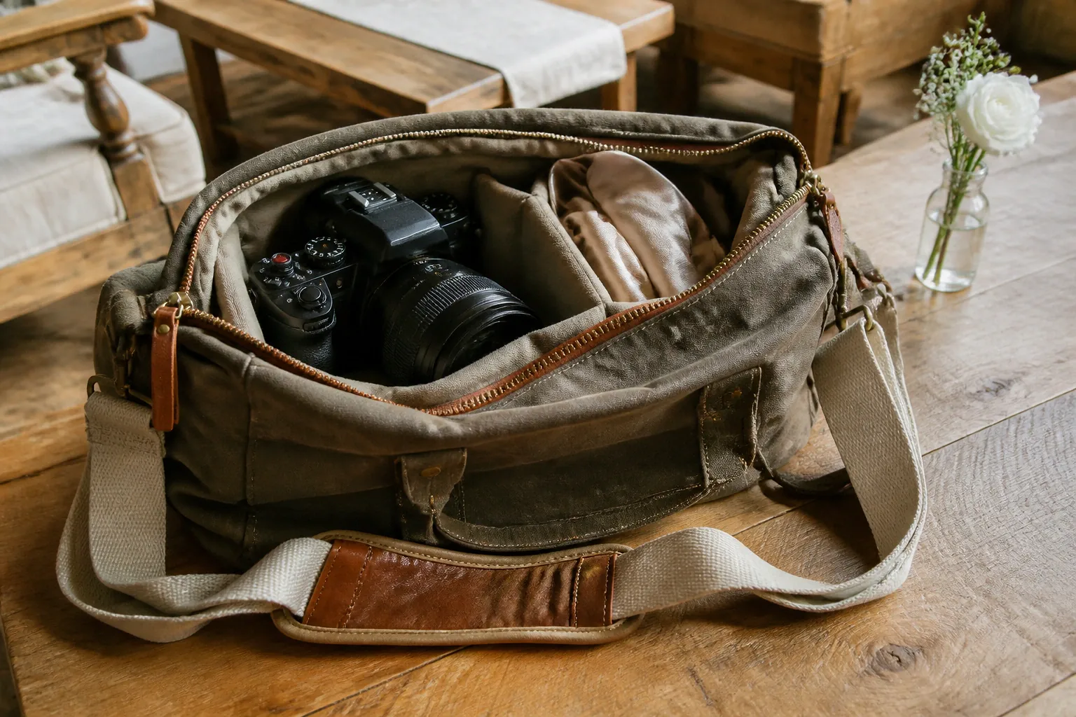 Appareil photo et accessoires de reportage de mariage — illustration générée par IA