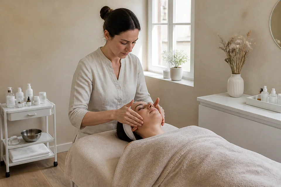Préparation de soins esthétiques avant un mariage — illustration générée par IA
