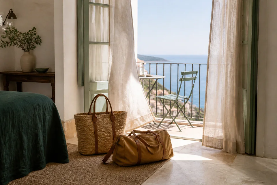 Bagages et hébergement pour un voyage de noces — illustration générée par IA