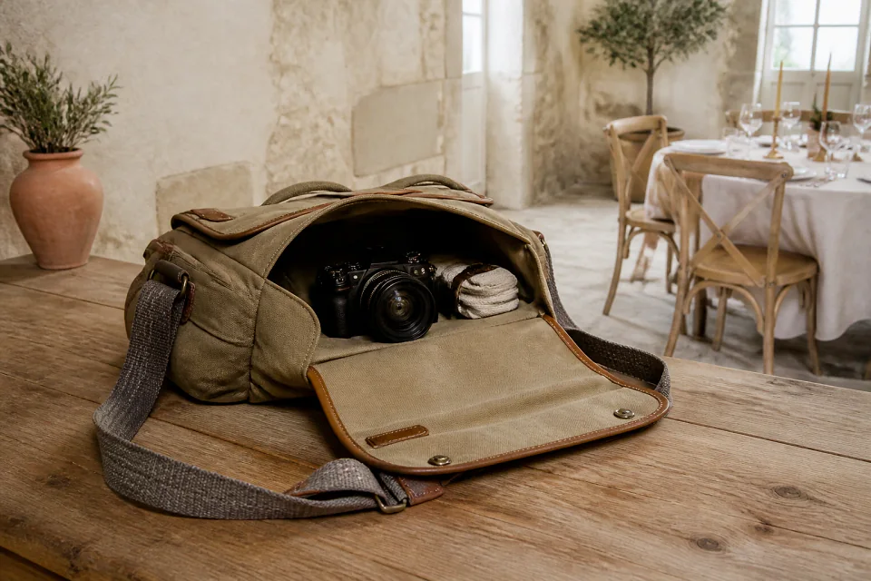 Appareil photo et accessoires de reportage de mariage — illustration générée par IA