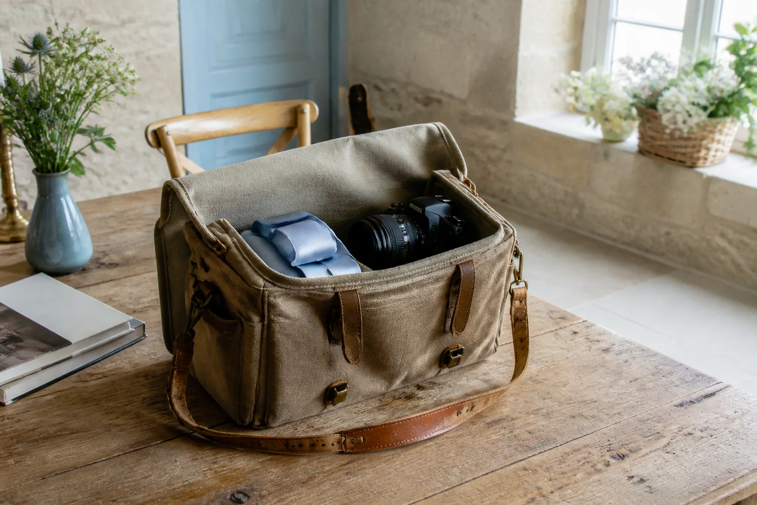 Appareil photo et accessoires de reportage de mariage — illustration générée par IA