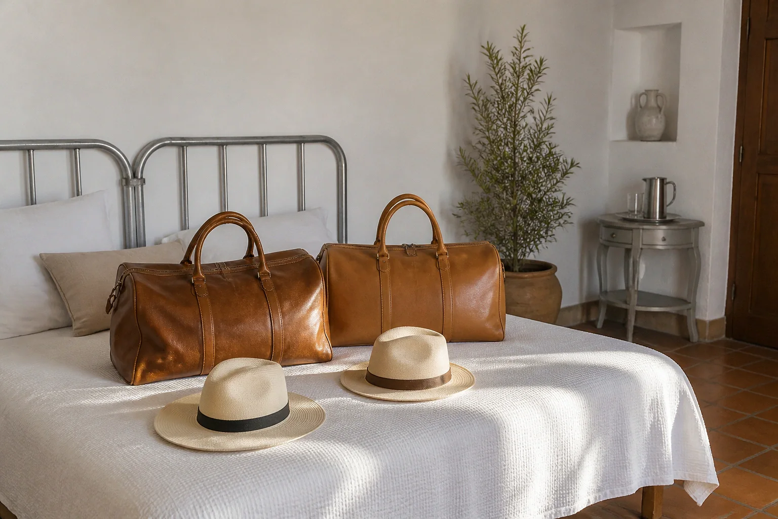 Bagages et hébergement pour un voyage de noces — illustration générée par IA
