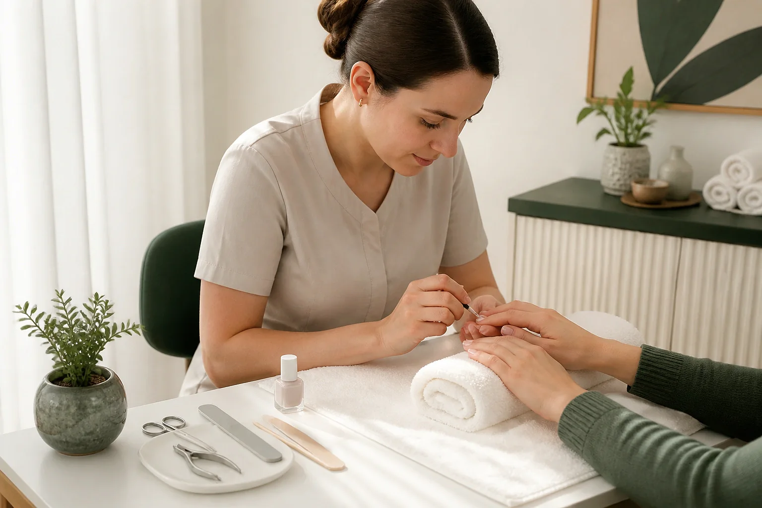 Préparation de soins esthétiques avant un mariage — illustration générée par IA