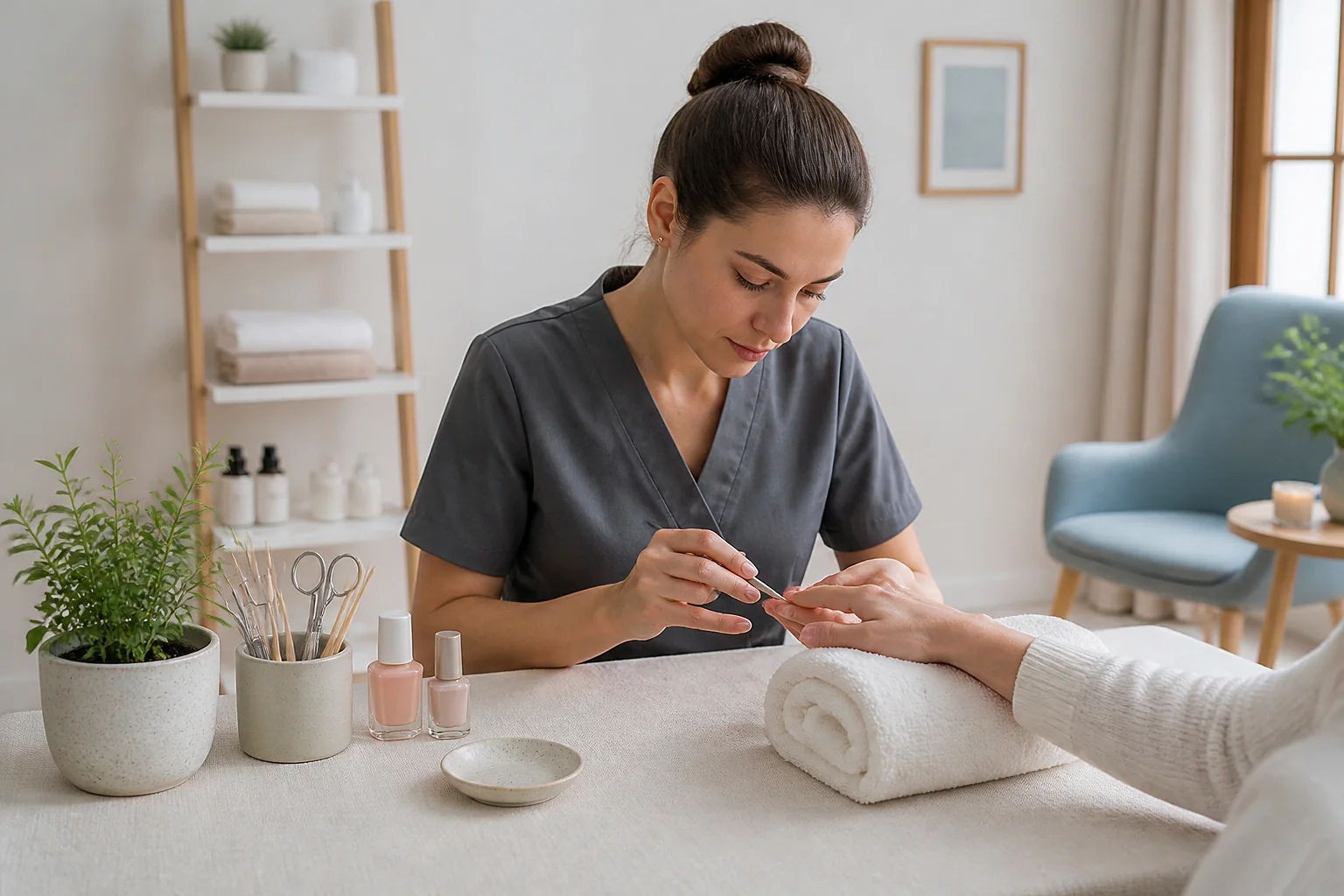 Préparation de soins esthétiques avant un mariage — illustration générée par IA