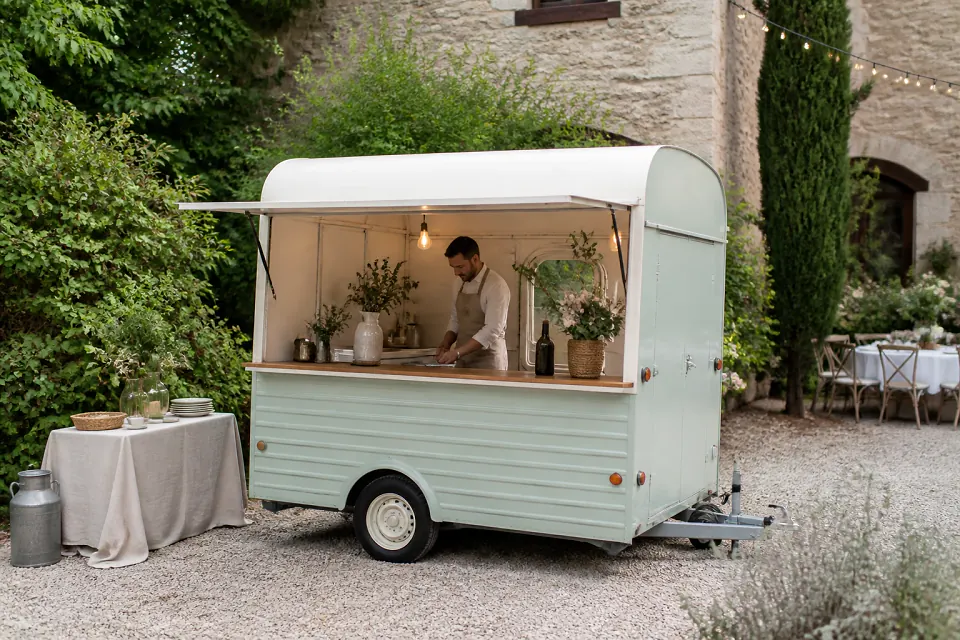 Service mobile de restauration pour une réception — illustration générée par IA
