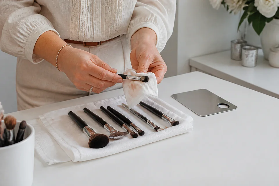 Préparation d’un maquillage de mariage — illustration générée par IA