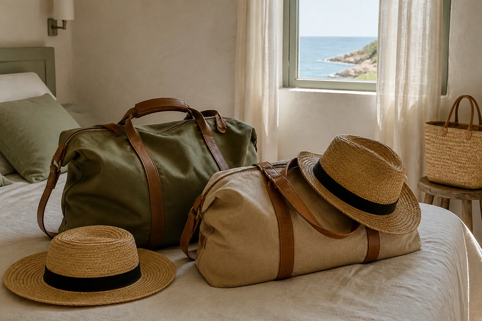Bagages et hébergement pour un voyage de noces — illustration générée par IA