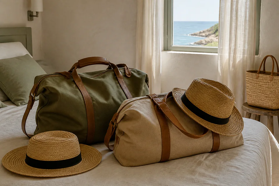 Bagages et hébergement pour un voyage de noces — illustration générée par IA