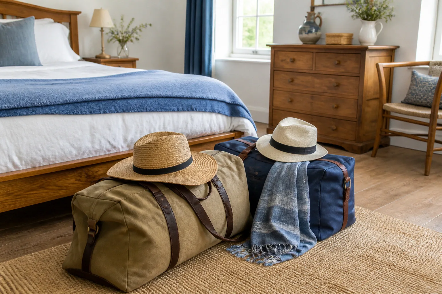 Bagages et hébergement pour un voyage de noces — illustration générée par IA