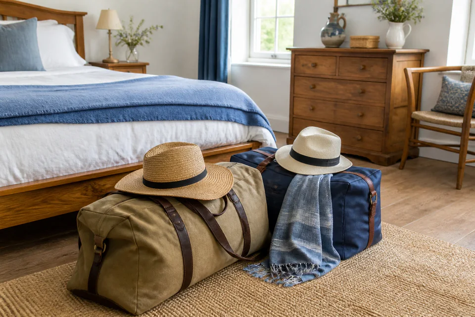 Bagages et hébergement pour un voyage de noces — illustration générée par IA