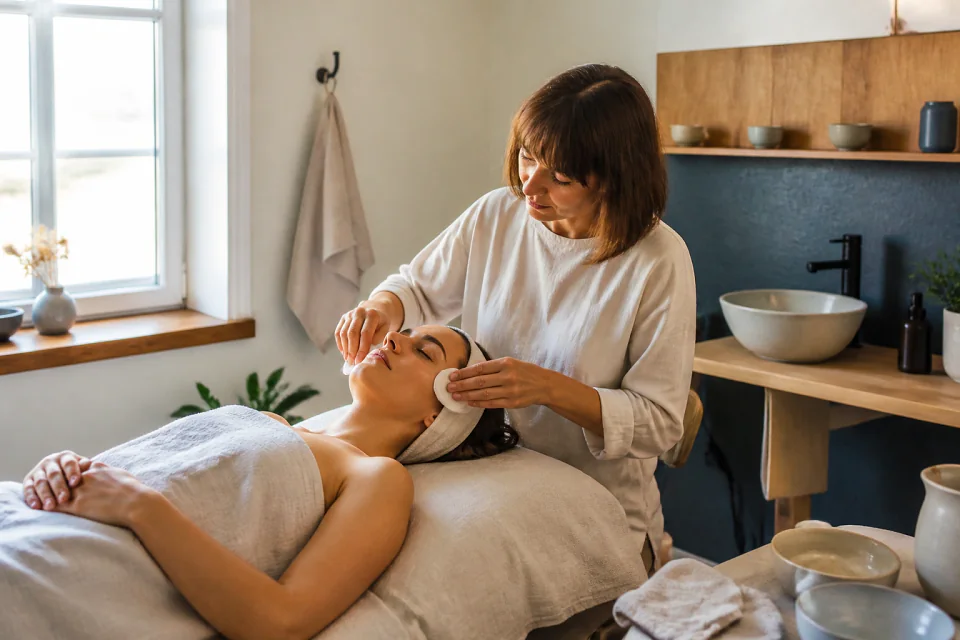Préparation de soins esthétiques avant un mariage — illustration générée par IA