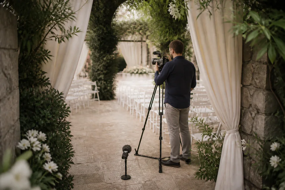Matériel de tournage pour un film de mariage — illustration générée par IA