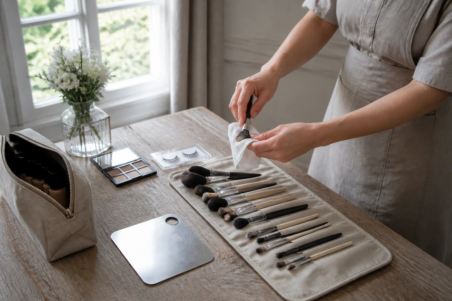 Préparation d’un maquillage de mariage — illustration générée par IA