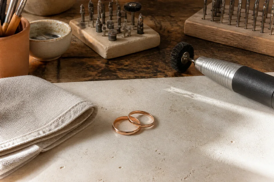 Alliances et travail de bijouterie de mariage — illustration générée par IA