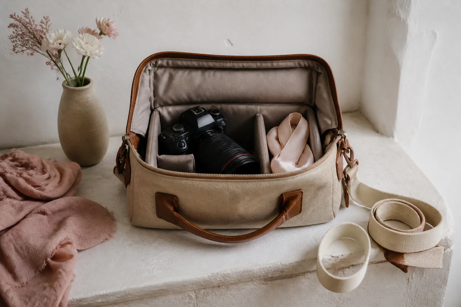 Appareil photo et accessoires de reportage de mariage — illustration générée par IA