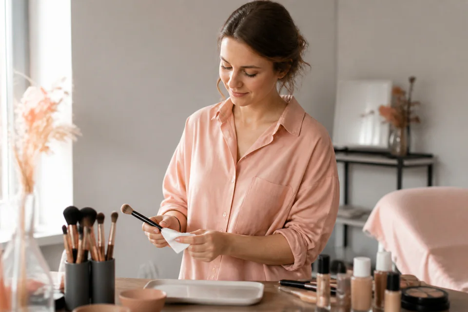 Préparation d’un maquillage de mariage — illustration générée par IA
