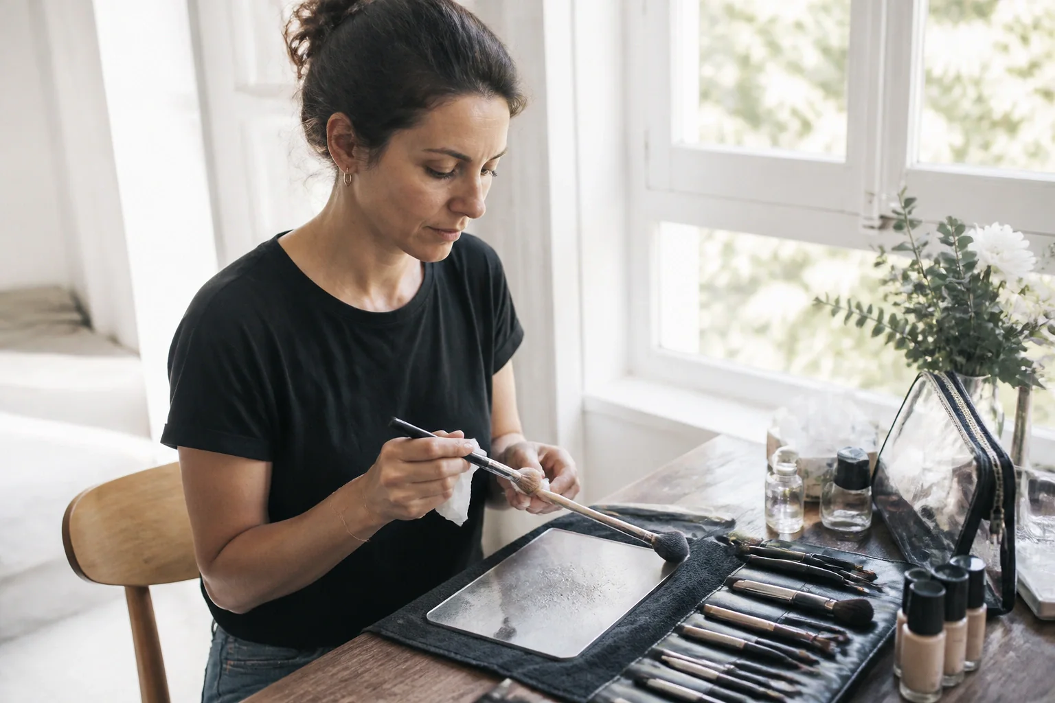 Préparation d’un maquillage de mariage — illustration générée par IA