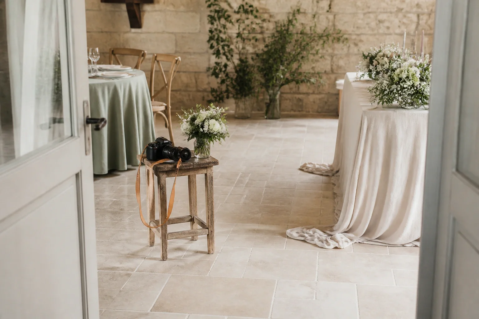 Appareil photo et accessoires de reportage de mariage — illustration générée par IA