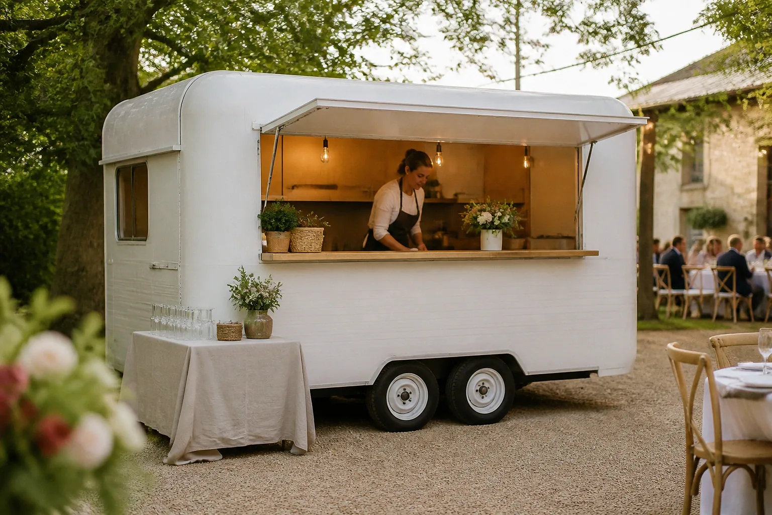 Service mobile de restauration pour une réception — illustration générée par IA