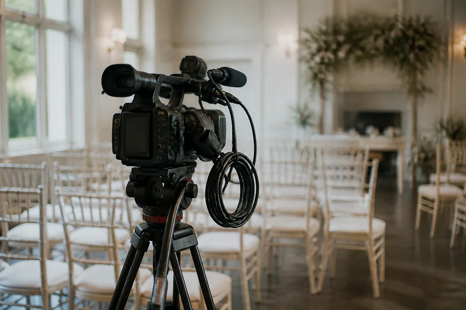 Matériel de tournage pour un film de mariage — illustration générée par IA